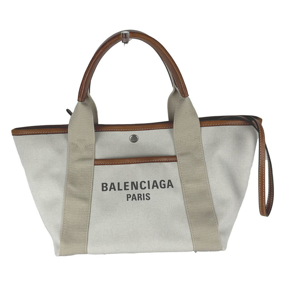 Balenciaga BALENCIAGA Biarritz Small Tote Handbag Shoulder Bag Canvas Leather...